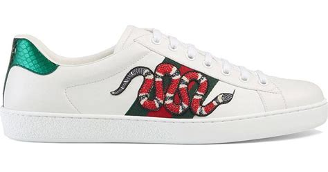 gucci snake embroidered sneaker|Gucci snake sneakers men.